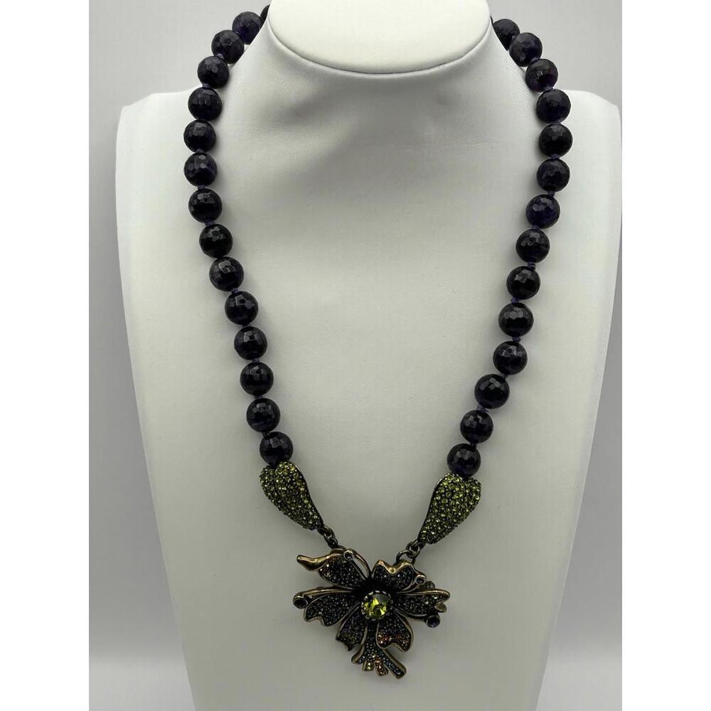 Heidi Daus Swarovski Green Crystals And Black Beads